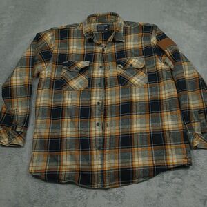 Howitzer Shirt Mens XXL Black Plaid Flannel Button Up Pockets Logo Casual